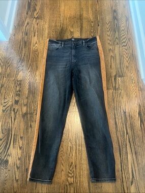BDG Black Slim Straight Jeans with Tan Side Stripe